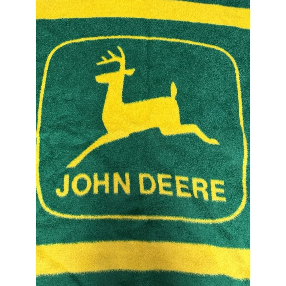 Vintage JOHN DEERE  Blanket Green Yellow  Reversible Biederlack of America